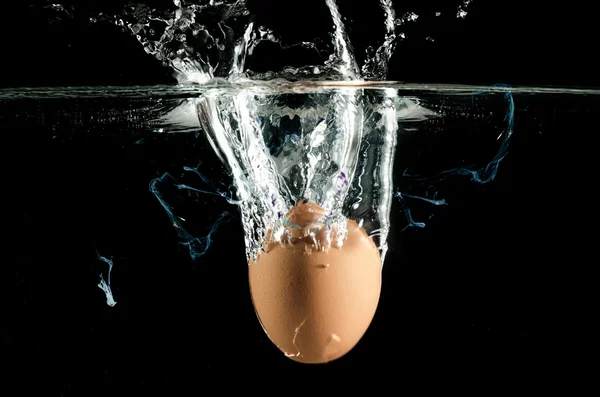 Egg splashing in water. over black — Stock Photo, Image