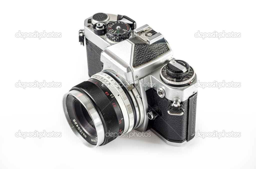 Retro photo camera isolated on white :Clipping path included