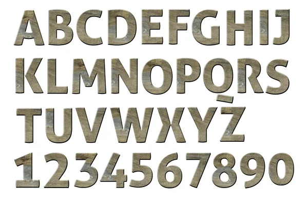 凸版大写的字母系统的高质量扫描到 z.好木头风格. — 图库照片
