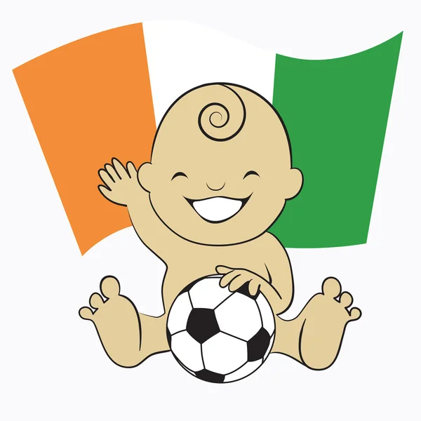 Baby Soccer Boy with Cote D'Ivoire Flag — Stock Vector