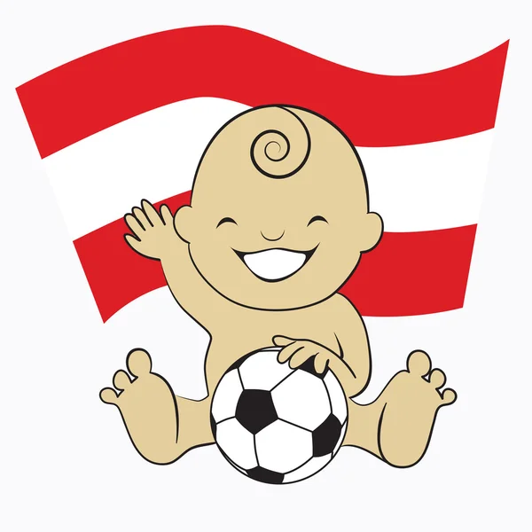 Baby Soccer Boy with Austria Flag — Stock Vector