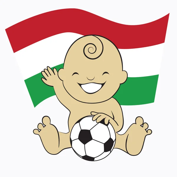 Baby Soccer Boy with Hungary Flag — Stock Vector