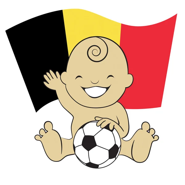 Baby Soccer Boy with B elgiumFlag — Stock Vector