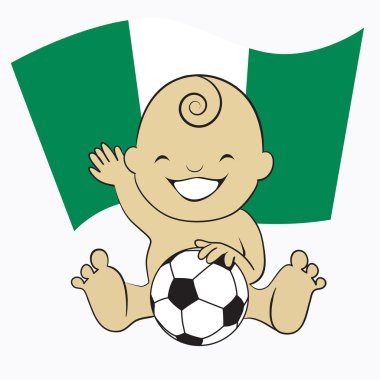 Nijerya bayrak arka plan ile futbol erkek bebek