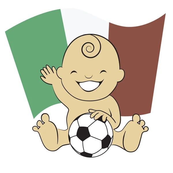 Baby Soccer Boy with Mexico Flag Background — Stock Vector