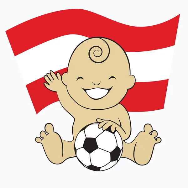 Baby Soccer Boy with Austria Flag Background — Stock Vector