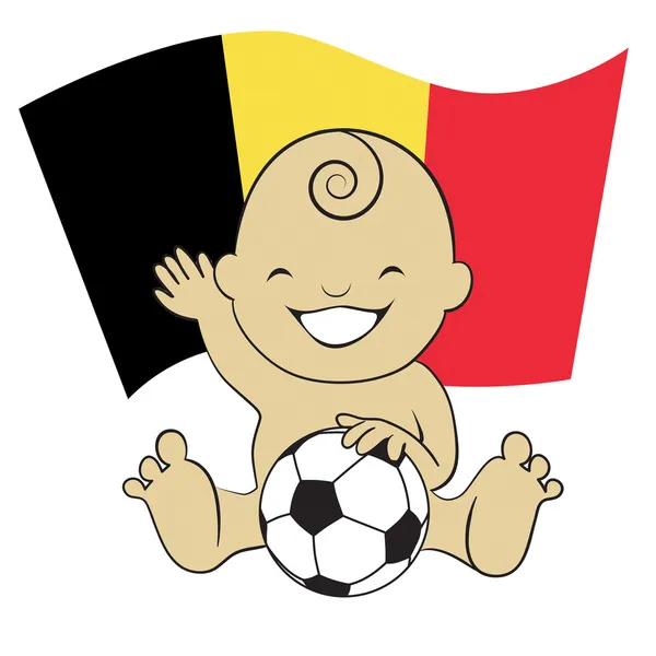 Baby Soccer Boy with Belgium Flag Background — Stock Vector