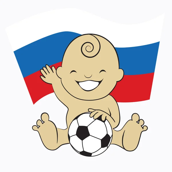 Baby Soccer Boy with Russia Flag Background :cartoon illustration — Stock Vector