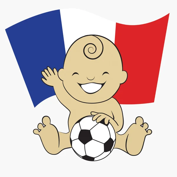 Fransa bayrağı arka plan ile futbol erkek bebek — Stok Vektör