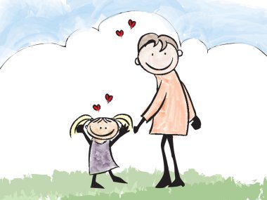 mutlu bir aile hiç degradeleri illüstrasyon karikatür.
