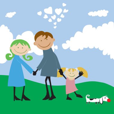 açık havada zaman geçirmekten mutlu bir aile.