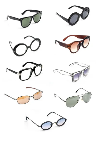 Collection de lunettes isolées sur blanc — Photo