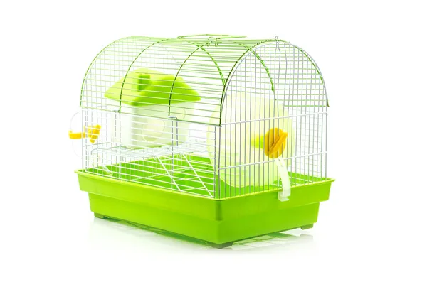 Une boîte jaune dans une petite cage à hamster jaune — Photo