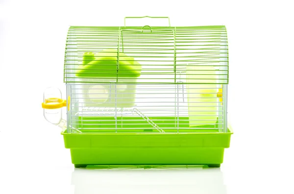 Een geel vak in een kleine gele hamster kooi — Stockfoto