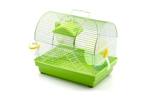 Une boîte jaune dans une petite cage à hamster jaune — Photo