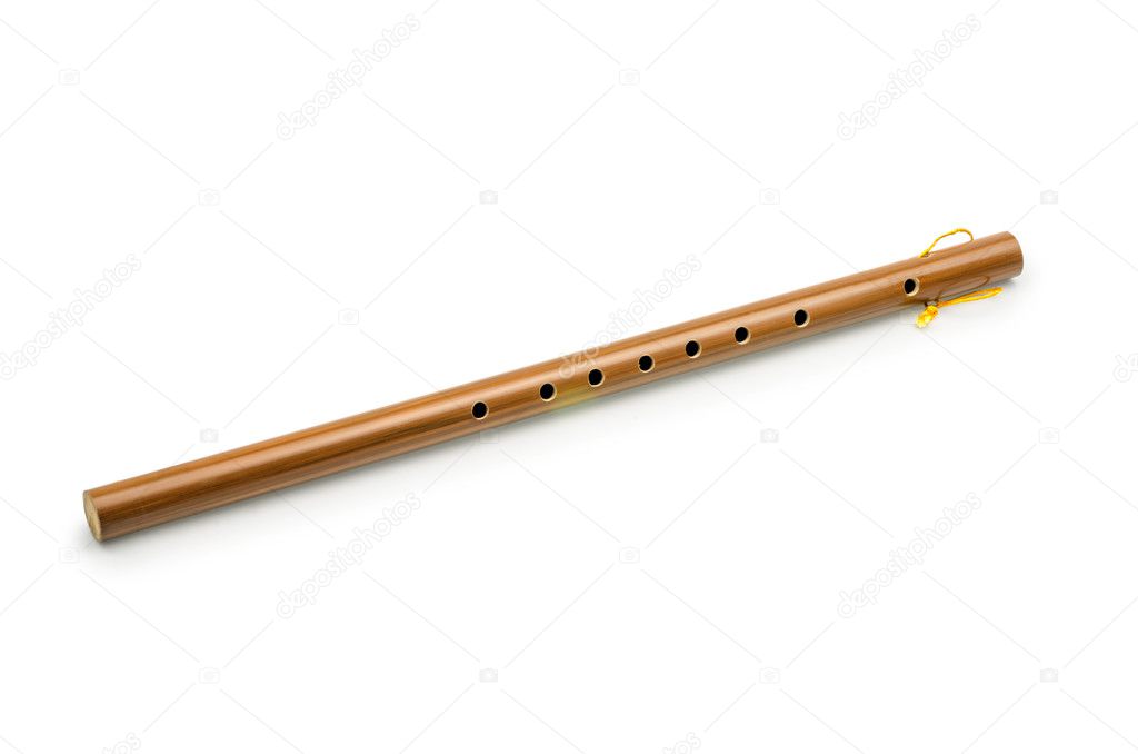 Bamboo flute, isolated on white with clipping path