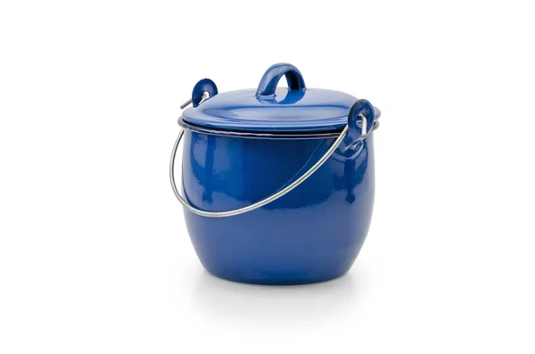 Blue cooking pot isolated on white: Clipping path included — стоковое фото