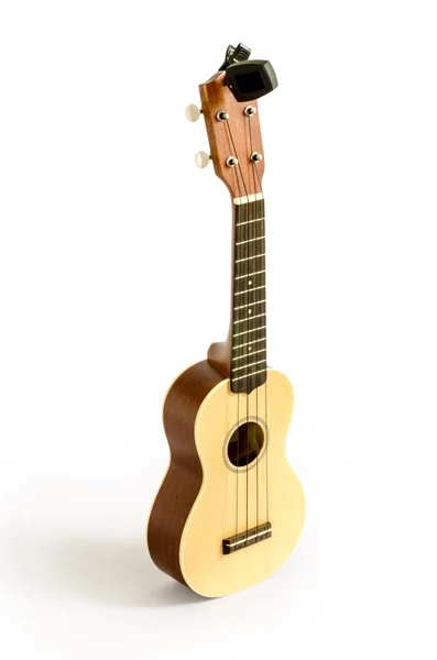 Ukulele  and Tuner isolated on white Clipping path included — Stock Photo, Image