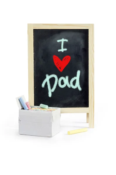 I love Dad, word on blackboard, isolated on white Clipping path — стоковое фото