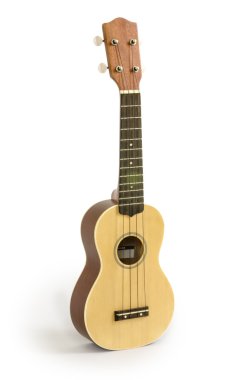 ukulele gitar üzerinde bulunan beyaz kırpma yolunu izole