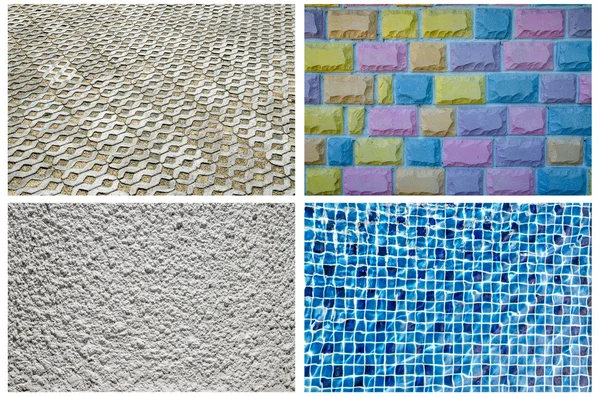 Textura series - modré mozaikové dlaždice, cihly, mnoho barvy cihel, dekorativní beton — Stock fotografie