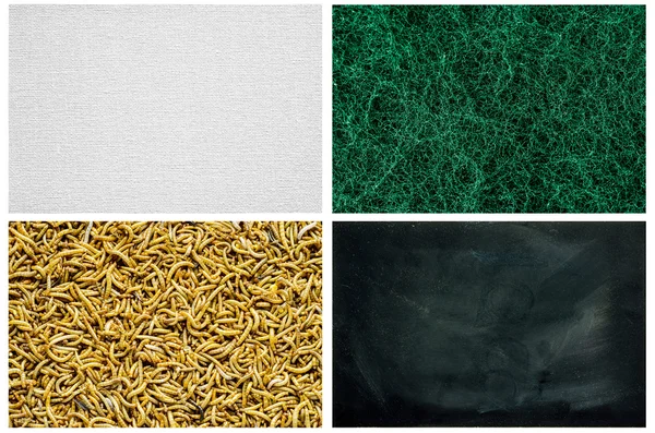 Texture Series -  Steel wool,mealworm, linen canvas,Dirty Blackboard — Stock Photo, Image