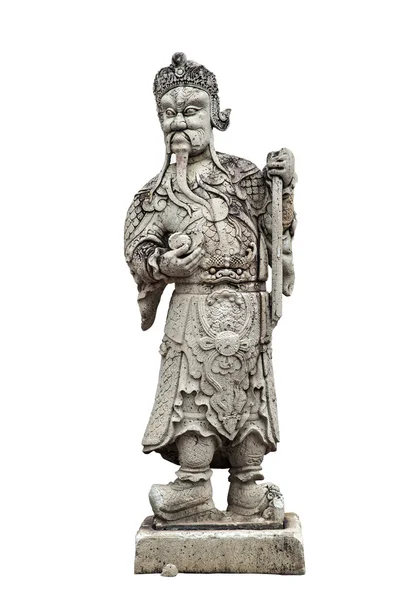 Picture of ancient chinese stone doll  isolated on white:Clipping path — Stock Photo, Image