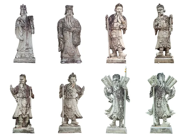 Collection of ancient chinese stone doll isolated on White — Stock Photo, Image