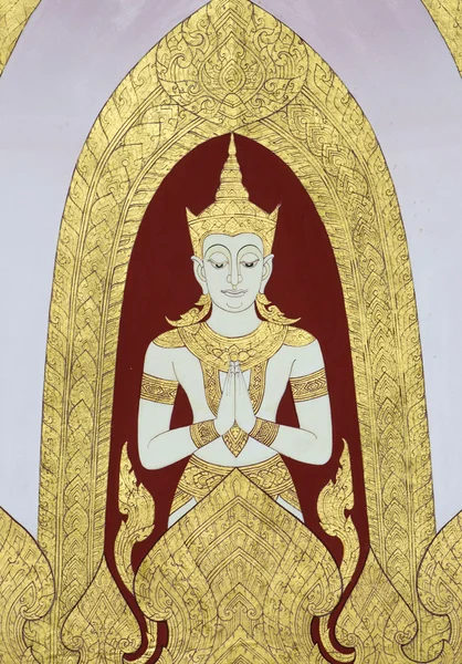 Thai Mural Painting on the wall, Wat Pho, Bangkok, Tailândia — Fotografia de Stock