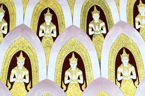 Тайские росписи на стене, Ват Пхо, Бангкок, Таиланд — стоковое фото