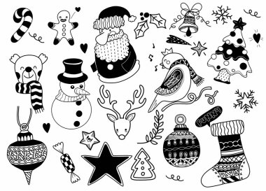 El çizimi Noel öğesi koleksiyonu, Şenlikli Noel zirvesi