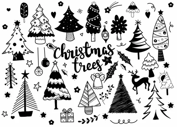 Collezione Elementi Natalizi Disegnati Mano Clipart Natale Festivo — Vettoriale Stock