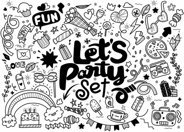 손으로 크리스마스의 콜렉션 Lets Party Festive Christmas Clipart Elements Collection — 스톡 벡터