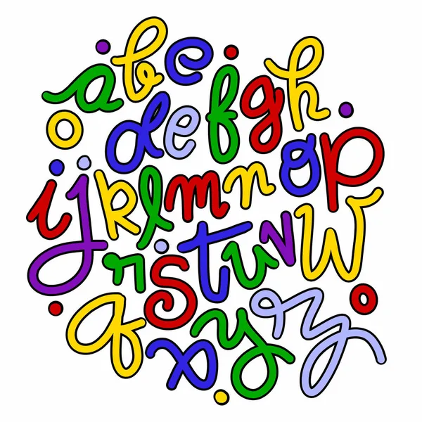Ручной Шрифт Изолированный Белом Кисть Раскрашенные Символы Шрифт Векторный Логотип — стоковый вектор