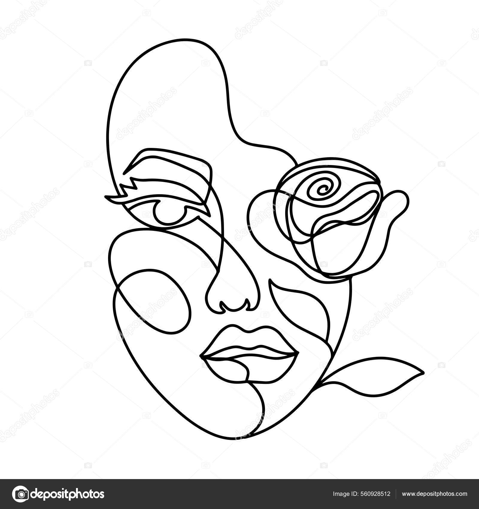 Abstract line face pattern bohemian woman faces SVG pdf eps dxf png