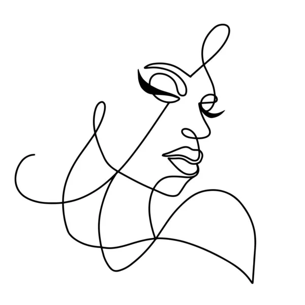Woman Face Minimalist Abstract One Line Art — Stock Vector