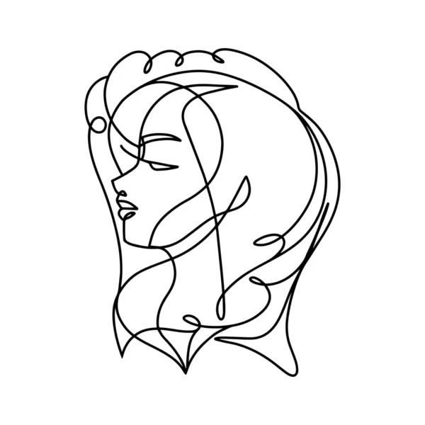 Mujer Cara Minimalista Abstracto Una Línea Arte — Vector de stock