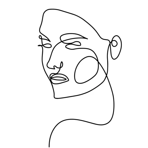 Žena Tvář Minimalistický Abstrakt Jeden Řádek Umění — Stockový vektor