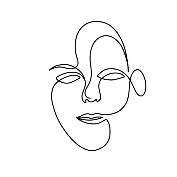 Mulher Face Minimalista Abstract One Line Art — Vetor de Stock