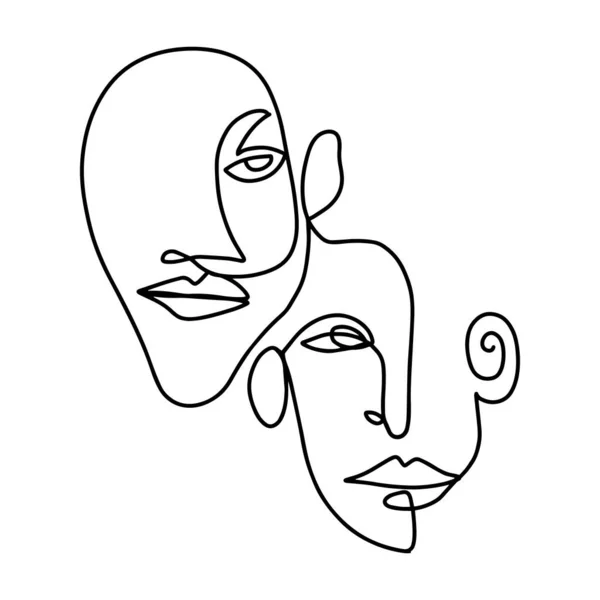 女性の顔 ミニマル要約1ラインアート — ストックベクタ