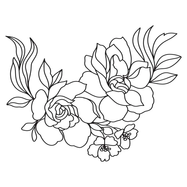 Linie Detail Blumen Floral Skizze Blumen Illustration — Stockvektor