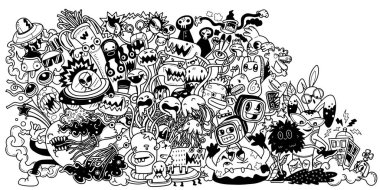 Çizgi film tarzında, karalama sevimli canavarın vektör çizimi