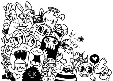 Fotokopi alanı olan sevimli canavarın vektör çizimi