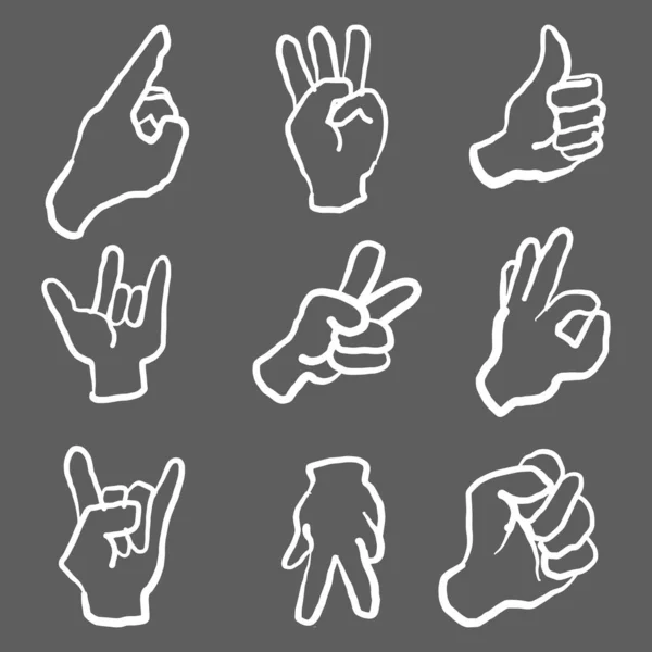 Hands Doodles Expression Gestures Human Hands Pointing Shaking Vector Hand — Stock Vector