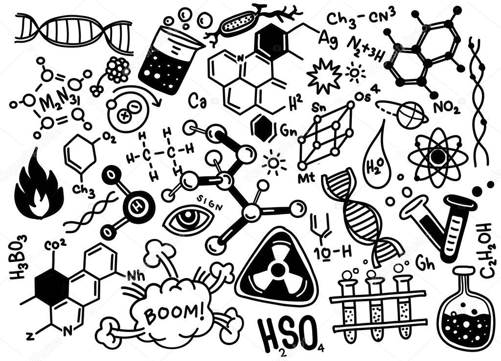 Chemistry education math and science pattern with handwritten formulas 