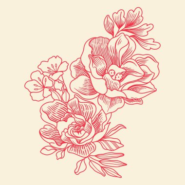 Beyaz arka planda el çizimi çiçek yaprakları izole.