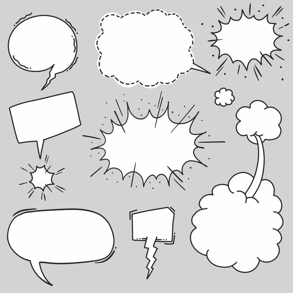 Juego Dibujado Mano Burbujas Habla Aisladas Doodle Set Element Ilustración —  Fotos de Stock