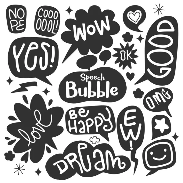 Creative Vector Illustration Chat Words Bubbles Hand Drawn Cloud Comic — Stock Vector