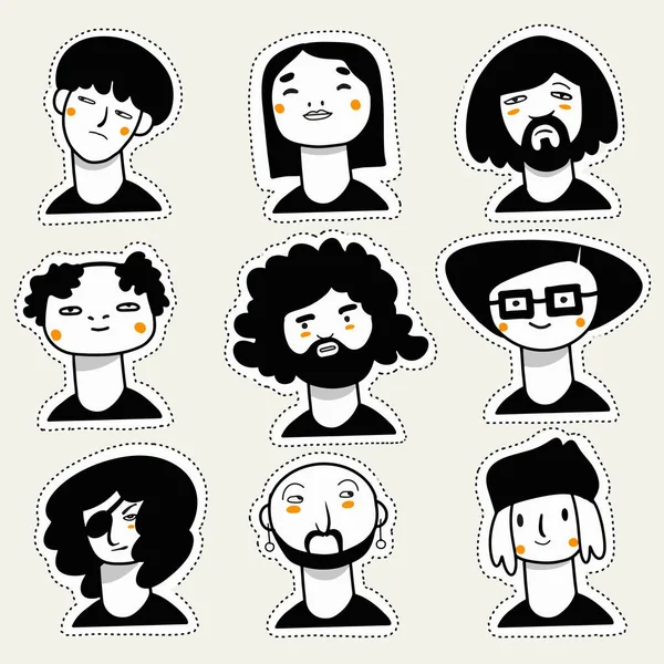 El çizimi İnsan Avatarı koleksiyonu, Farklı kafa portresi seti, Boyama kitabı, 