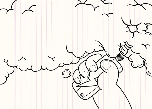 Stylo Main Illustration Électronique Cigarette Dans Style Doodle Objet Décoratif — Image vectorielle